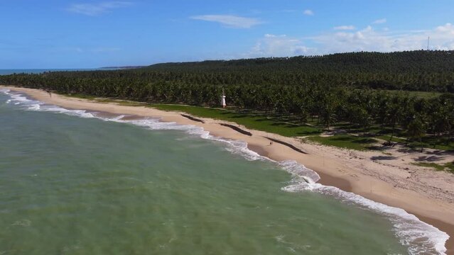 V&iacute;deo a&eacute;reo da praia do Gunga em Macei&oacute;, Alagoas, Nordeste do Brasil, v&iacute;deo 4K