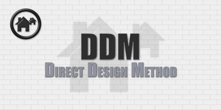 DDM Direct Design Method. An Acronym Abbrevation of a term from the construction industry.Illustration isolated on a background consisting of a wall of gray stones.