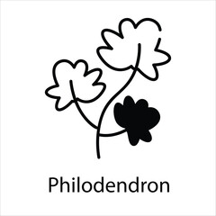 Philodendron icon vector stock illustration