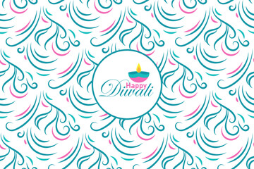 Happy Diwali seamless pattern. Indian festival of lights. Vector abstract vintage illustration for the holiday, lights and other objects for background or poster.
