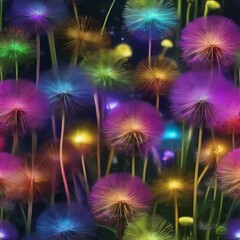 A garden of rainbow-colored dandelions that release glowing, musical notes when blown1