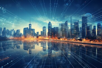 Modern skyline depicting advanced technology in a forward-thinking city. Generative AI