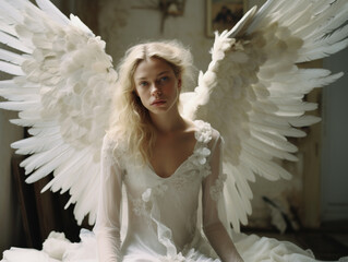 Beautiful female angel with wings