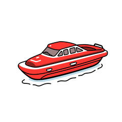Naklejka premium Speedboat vector icon in minimalistic, black and red line work, japan web