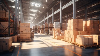 Retail Warehouse Organization: Shelves, Pallets, Goods. Efficient storage. Generative AI