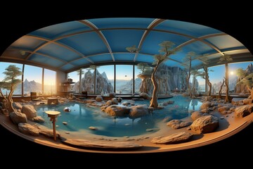 Obraz na płótnie Canvas VR studio with 360° panorama & reflections. Generative AI