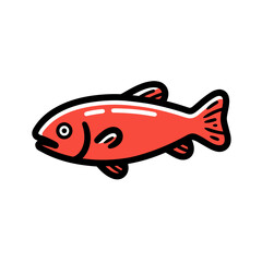 Lure vector icon in minimalistic, black and red line work, japan web