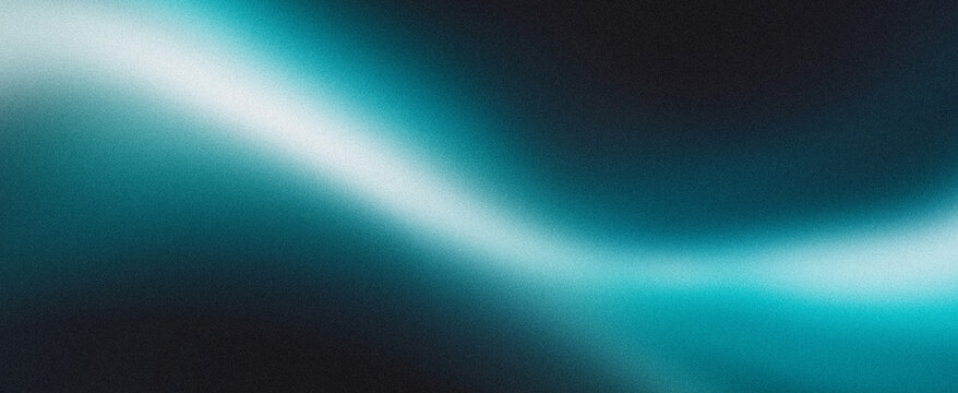 Glowing abstract technology dark background teal blue green black color grainy texture gradient web header banner design, copy space