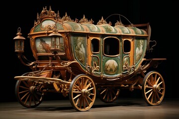 18th-century horse-drawn carriage. Generative AI