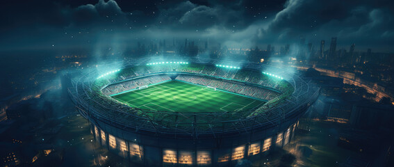 view of soccer field stadium,Concept of outdoot sport, activity, football, championship, match,...