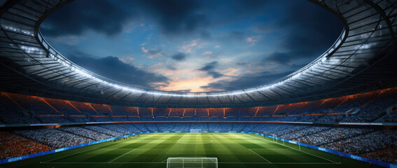 view of soccer field stadium,Concept of outdoot sport, activity, football, championship, match,...