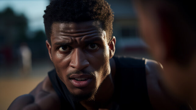 an impassioned man directs his teammates on the basketball court, his leadership and strategic insight evident in every gesture and call he makes. 