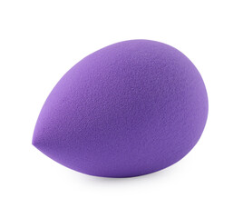 One violet makeup sponge isolated on white
