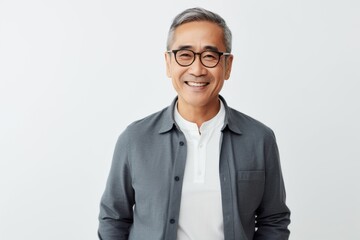 Group portrait photography of a Vietnamese man in his 50s against a white background