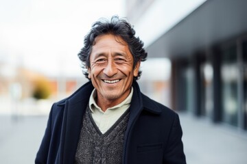 Medium shot portrait photography of a Peruvian man in his 50s