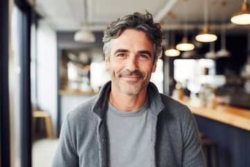 Portrait photography of a happy Italian man in his 40s against a white background