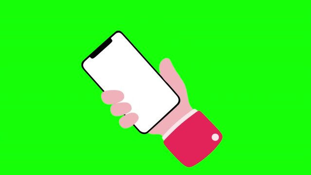 2d animation shake smartphone on green screen