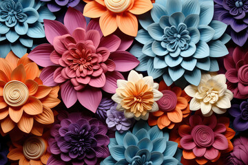 3d multicolored flowers three-dimensional painting background