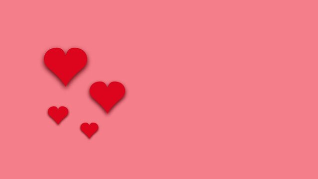 red hearts move on pink background