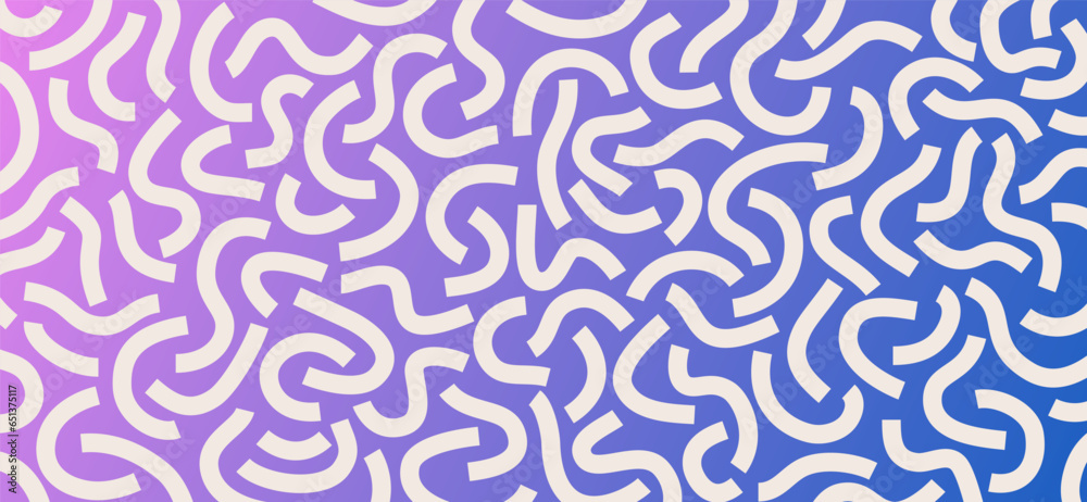 Poster white curved lines isolated on gradient blue and purple background. abstract background