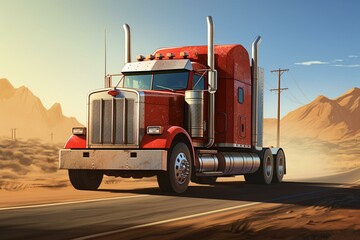 Realistic truck illustration. Generative AI
