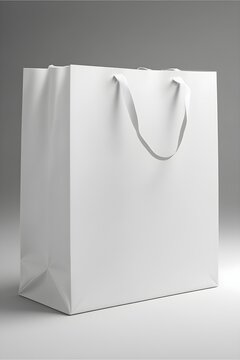 professional mockup of plain white stander shopping bag Maximum quality and realism Excessive detail Photo realistic Isolated white background Studio light Sharped focus 8k HD 
