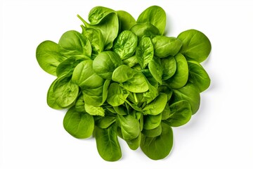 Fresh spinach leaves from Spinacia oleracea, viewed from the top and isolated on a transparent background. Generative AI - obrazy, fototapety, plakaty