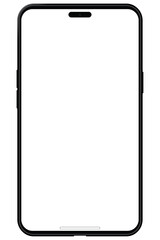 Smartphone latest model black color with white screen mockup. Phone mockup in front. 