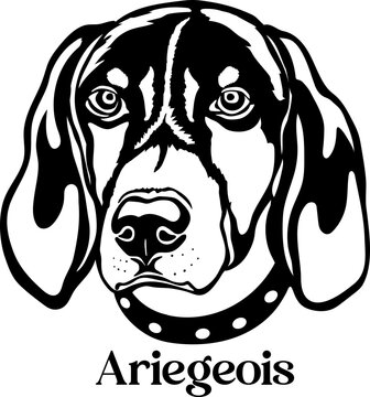 Ariegeois Dog face silhouette Dog monogram Dog breed 