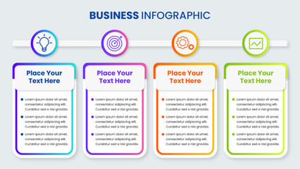 Obraz premium Presentation of business process infographic design template with a modern gradient color
