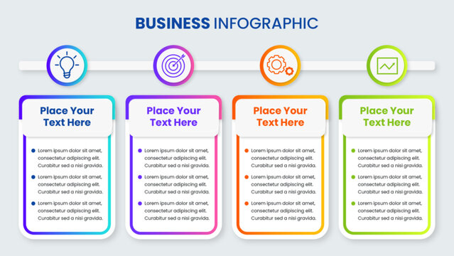 Presentation of business process infographic design template with a modern gradient color