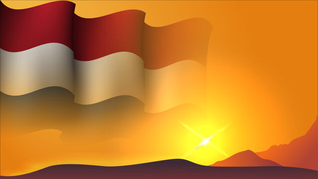 netherlands waving flag concept background design with sunset view on the hill vector illustration
