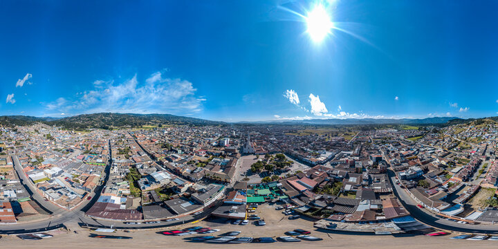 360 aerial panorama of the town of Ubate Cundinamarca.