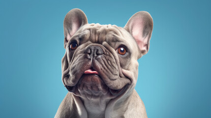 Fancy Bulldog,  advertising photography,   Pastel color palette background