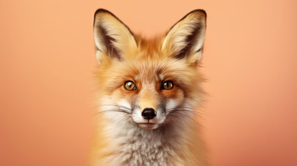 Fancy Red fox,  advertising photography,   Pastel color palette background