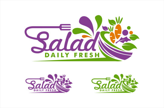 healthy food salad logo typography
