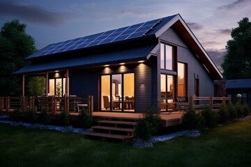 Solar panel house fence created with advanced technology. Generative AI