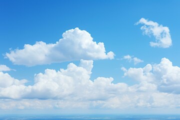Clear sky with cumulus clouds. Generative AI