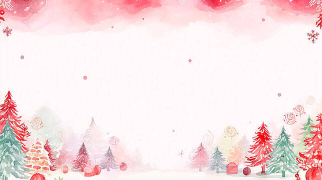 Christmas image painted in watercolor style with copy space