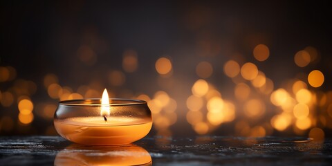Blurred candles with copy space background - obrazy, fototapety, plakaty