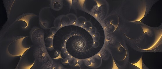 Dark fractal spiral pattern of light's from Generative AI