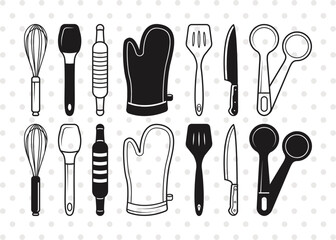Baking Tools Silhouette, Baking Tools SVG, Baking Utensils Svg, Spoon Rolling Pin Whisk Svg, Kitchen Tools Svg, Chefs Tools Svg, Baking Tools Bundle