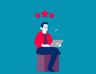 Person with completed  . Business vector illustration concept