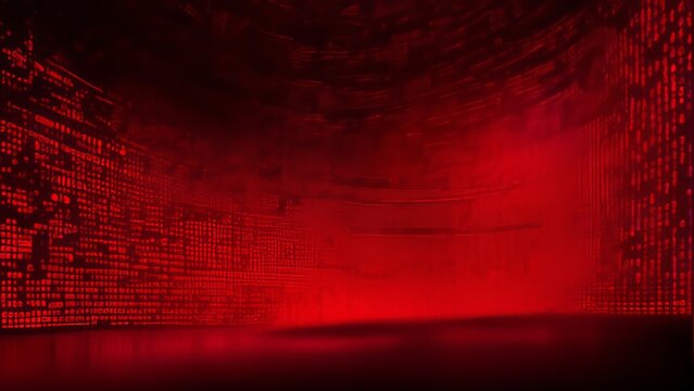 red digital binary data on computer screen background