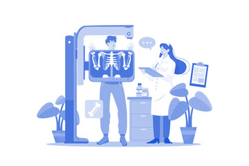 Patient Body X-ray Illustration concept on white background