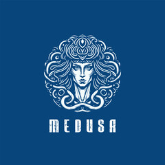 Circle Medusa Logo Design Template Idea
