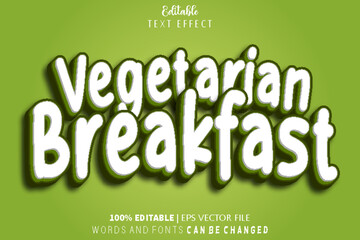 Fototapeta na wymiar Vegetarian Breakfast Editable Text Effect Emboss Cartoon Style