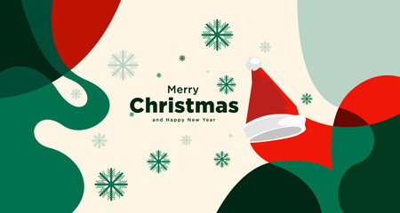 Merry Christmas card and banner vector illustration in red white and green colors 2024