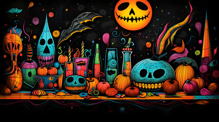 Fototapeta premium Witching Hour Wonders: Exploring the Halloween Night, IA Generativa