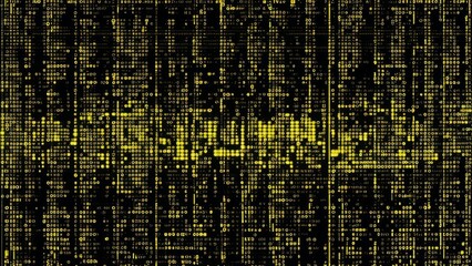 yellow digital binary data on computer screen background